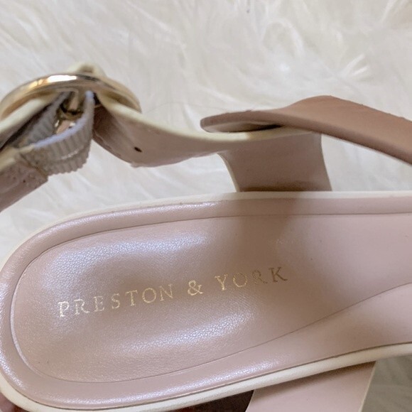 Preston & York Faye Leather T-Strap Block Heel Dress Sandals Sz 10 - Picture 9 of 12